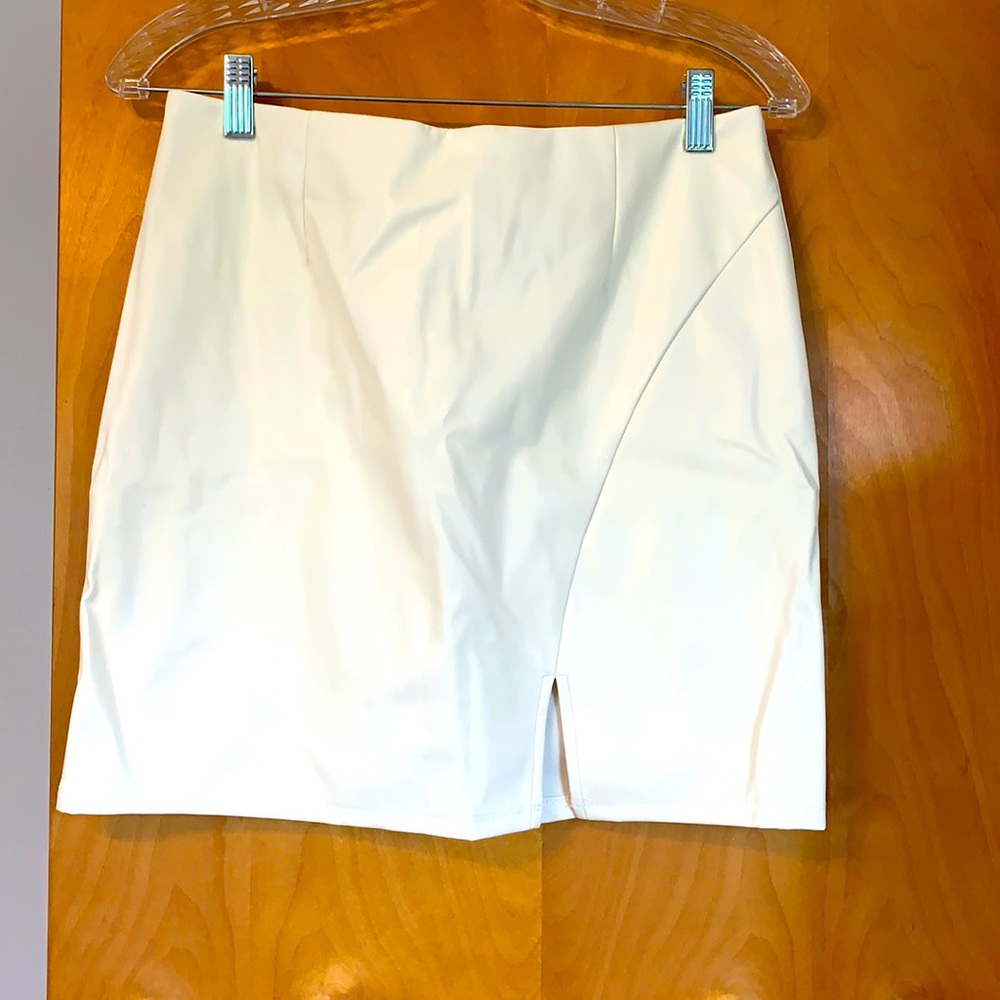 White Leather Mini Skirt